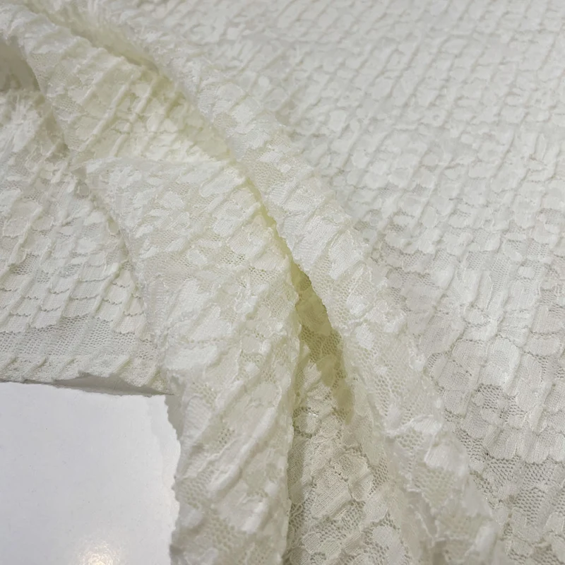 Tissu Maille Dentelle Plissée, Stretch - Miravet
