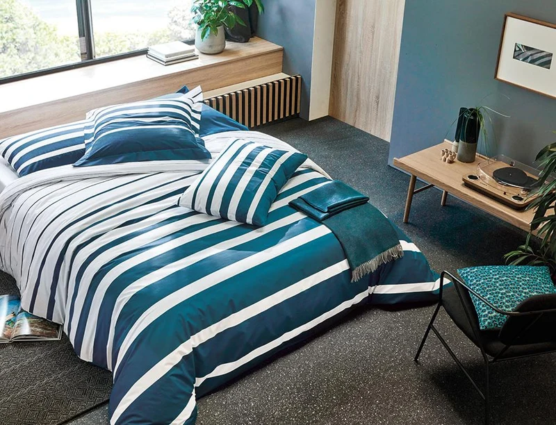 GRAND LARGE Bleu paon - Percale de coton