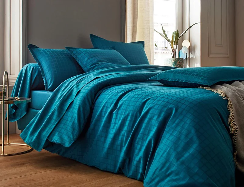 PALACE Bleu Paon - Satin Jacquard de coton