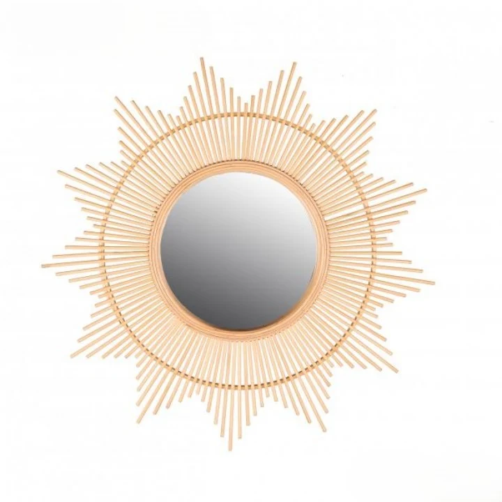 SUPERBE MIROIR SOLEIL EN BAMBOU DIAMETRE 60CM