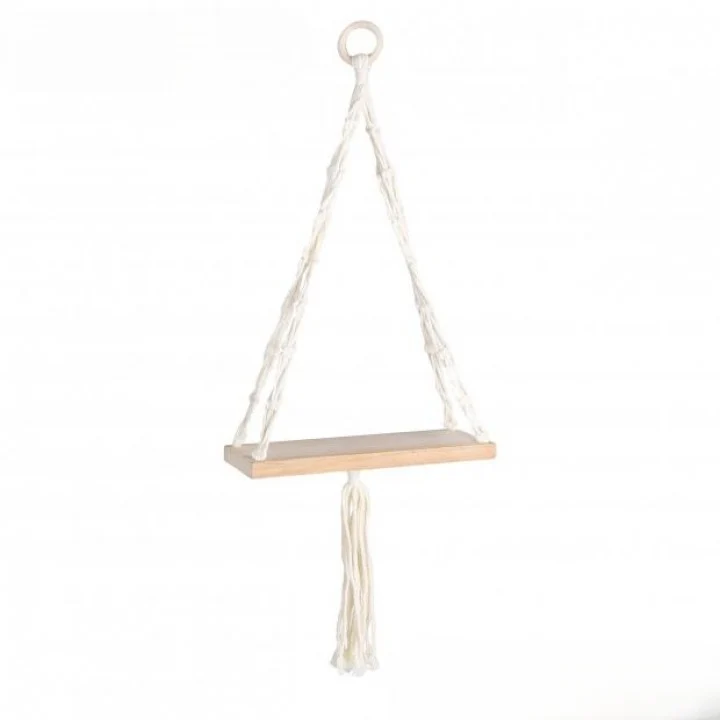 ETAGERE BALANCOIRE SUSPENSION BOIS & MACRAMÉ