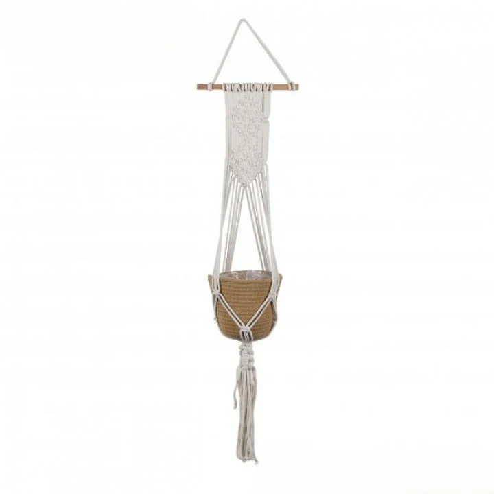 SUSPENSION EN MACRAME AVEC CACHE POT - Panier suspendu à accrocher D21,5cm x H103cm