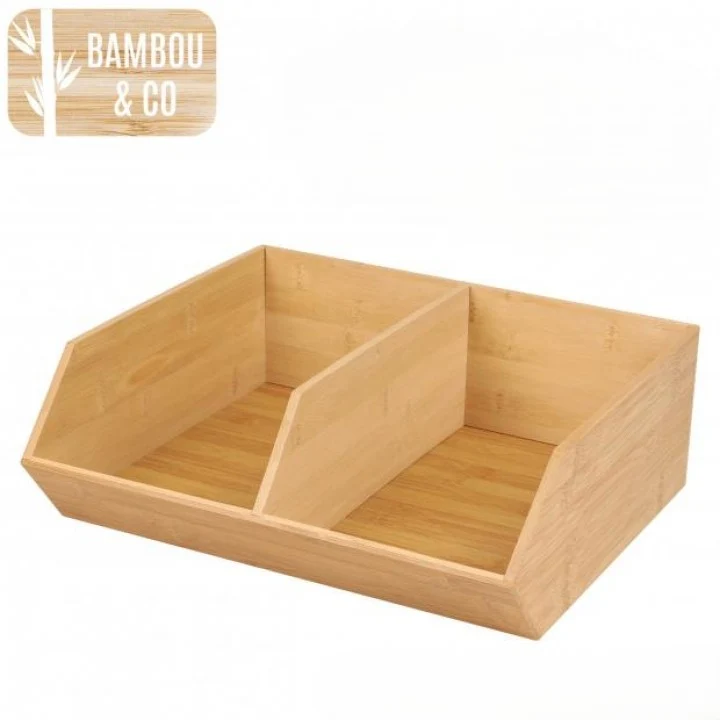 ORGANISEUR EMPILABLE EN BAMBOU 2 COMPARTIMENTS 31x35xH12cm