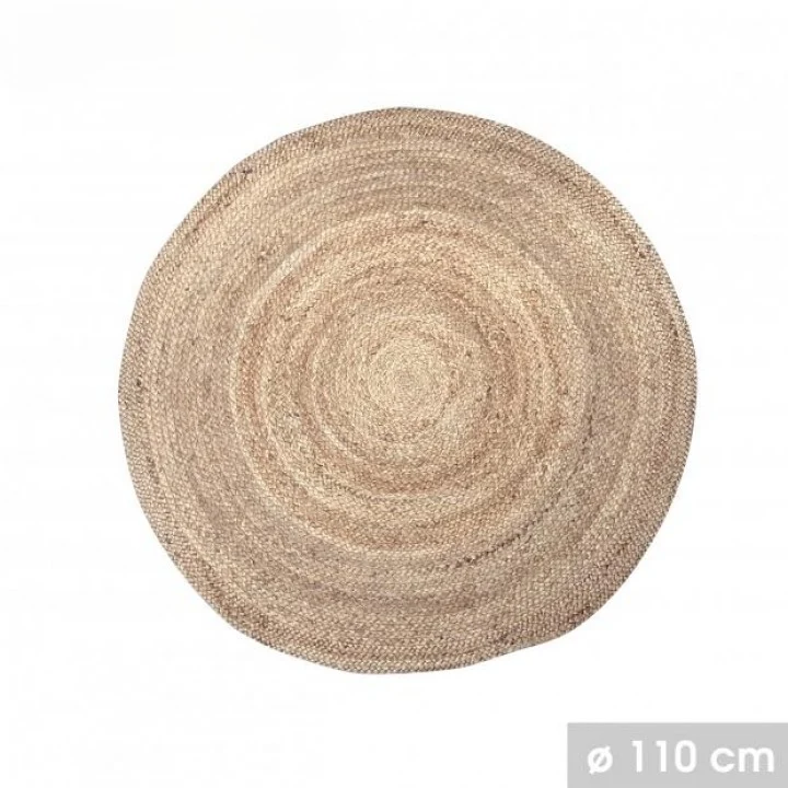 GRAND TAPIS ROND 100% JUTE NATUREL DIAMETRE 110cm
