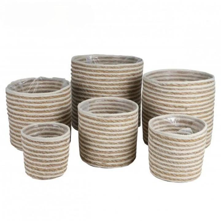 CACHE POTS EN JUTE - 6 TAILLES AU CHOIX - NATUREL & BLANC