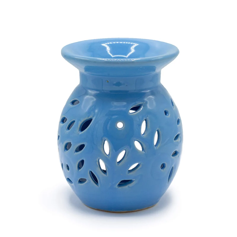 Brûleur à Huile Floral céramique - Bleu