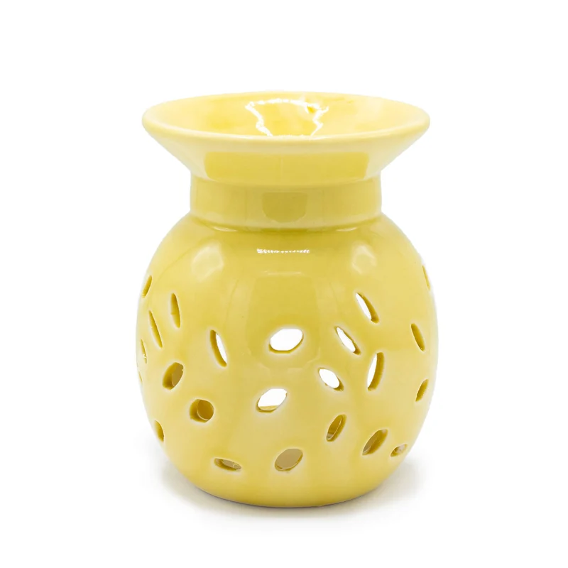 Brûleur à Huile Floral céramique - Crème