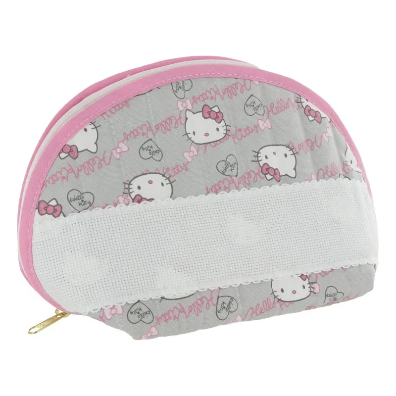 Trousse de couture à broder Hello Kitty Grise et Rose