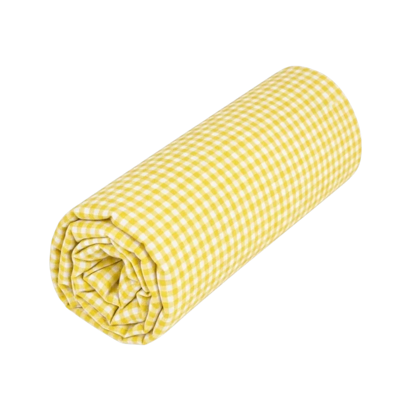 Drap housse Lili vichy jaune - Percale de coton