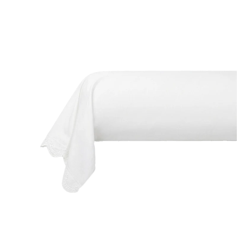 Taie de traversin brodée Héloïse - Percale de coton