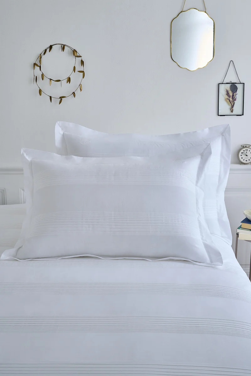 Lot de taies d'oreillers rectangulaires en percale de coton blanche
