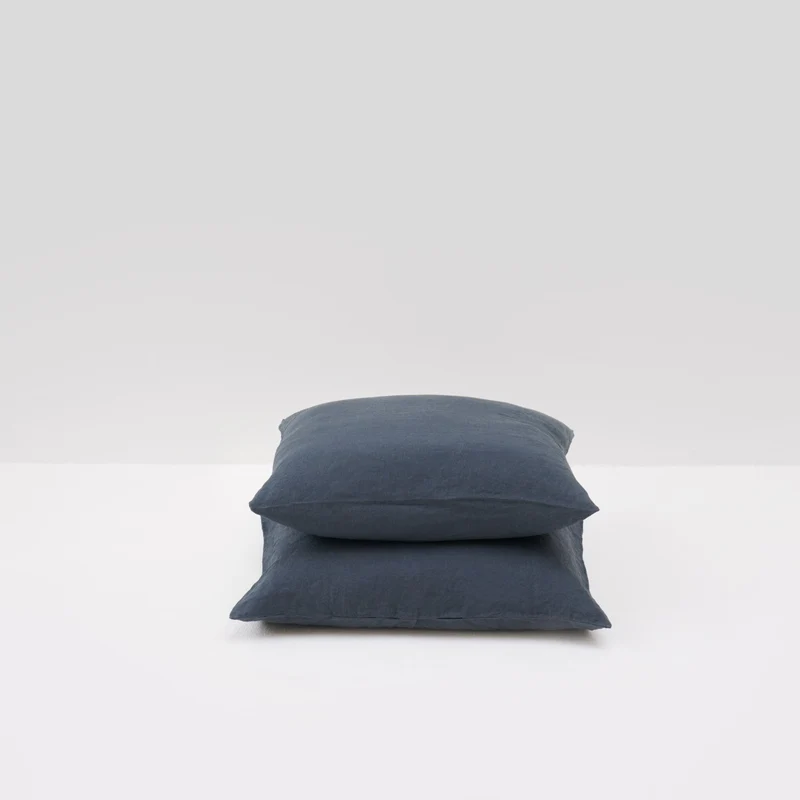 2 taies d'oreiller en lin lavé 190g/m² • Bleu Orage