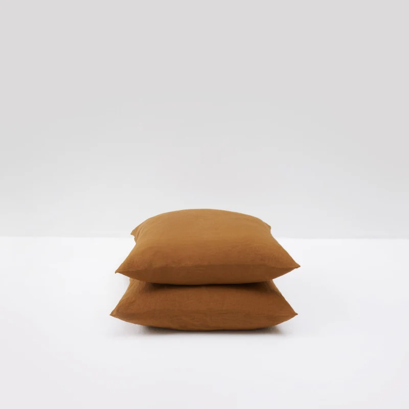 2 taies d'oreiller en lin lavé 190g/m² • Moka