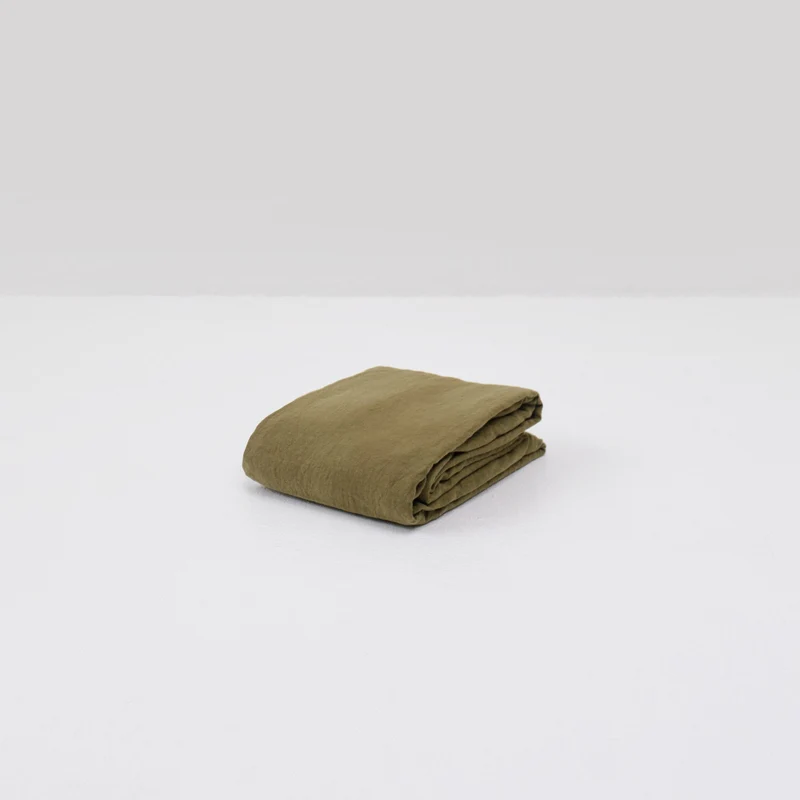 Drap housse en lin lavé 190g/m² • Vert Olive