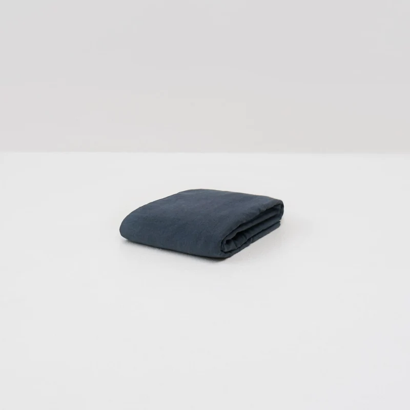 Drap housse en lin lavé 190g/m² • Bleu Orage