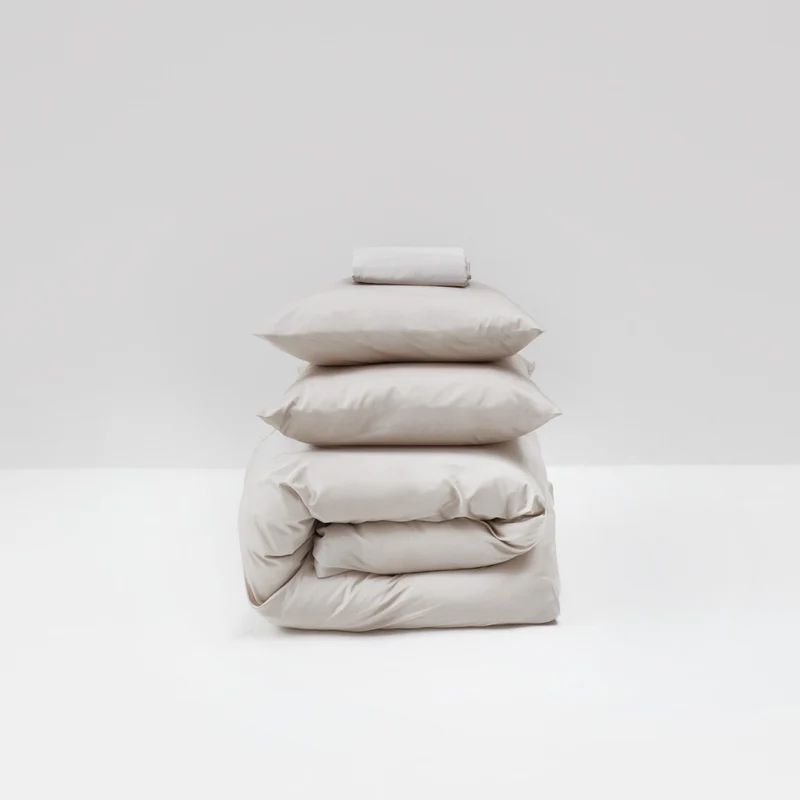 Parure de lit en satin de coton égyptien 300 fils • Beige Sable