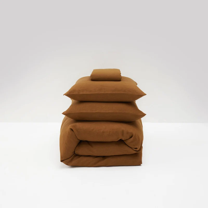 Parure de lit en lin lavé 190g/m² • Moka
