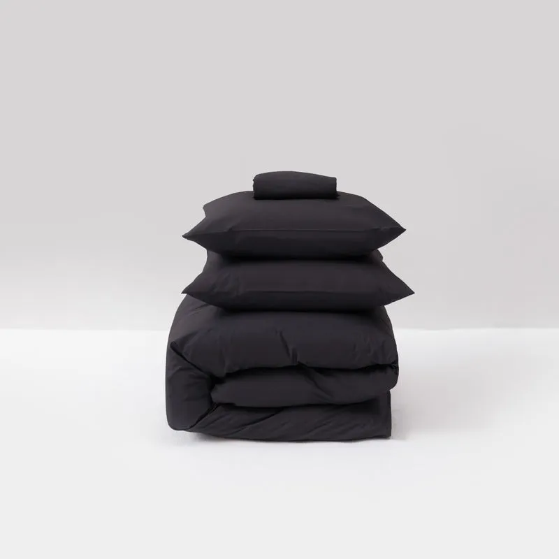 Parure en percale de coton lavée 300 fils • Gris Graphite
