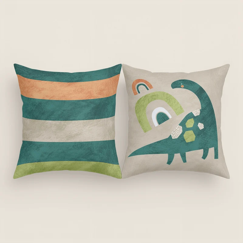 FUNDA DE COJÍN INFANTIL SAURIO 100% ALGODÓN