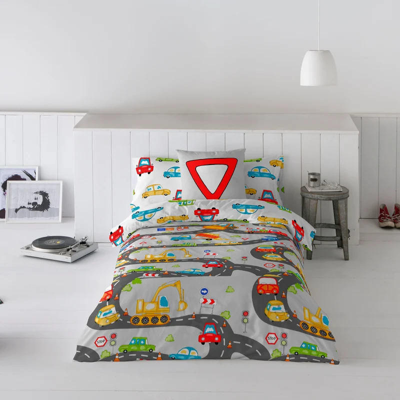 FUNDA NÓRDICA REVERSIBLE ESTAMPADA INFANTIL SCALEXTRIC 100% ALGODÓN