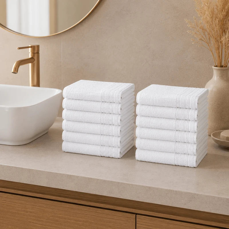 Lot de 12 Serviettes invités Hôtel 500g/m²
