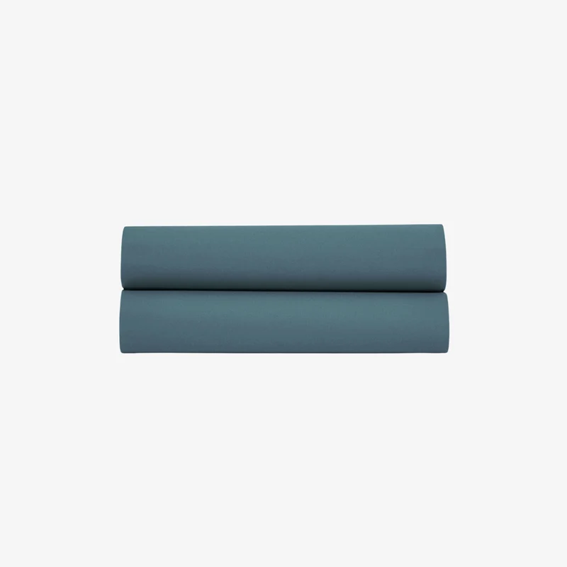 Drap plat satin 120 fils bleu jean