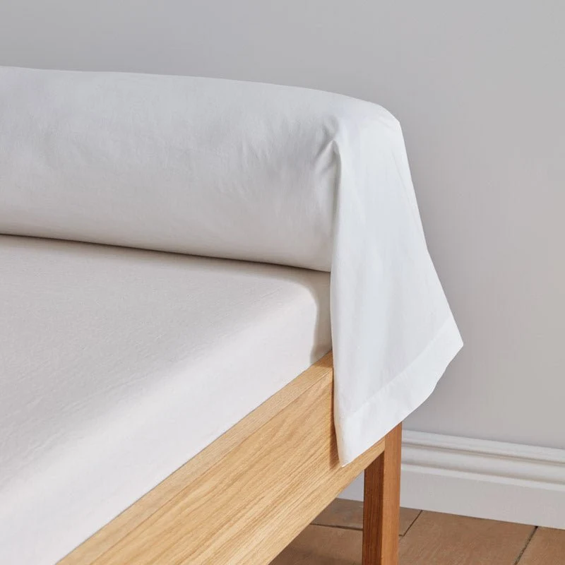 Taie de traversin en percale de coton lavée 300 fils • Blanc