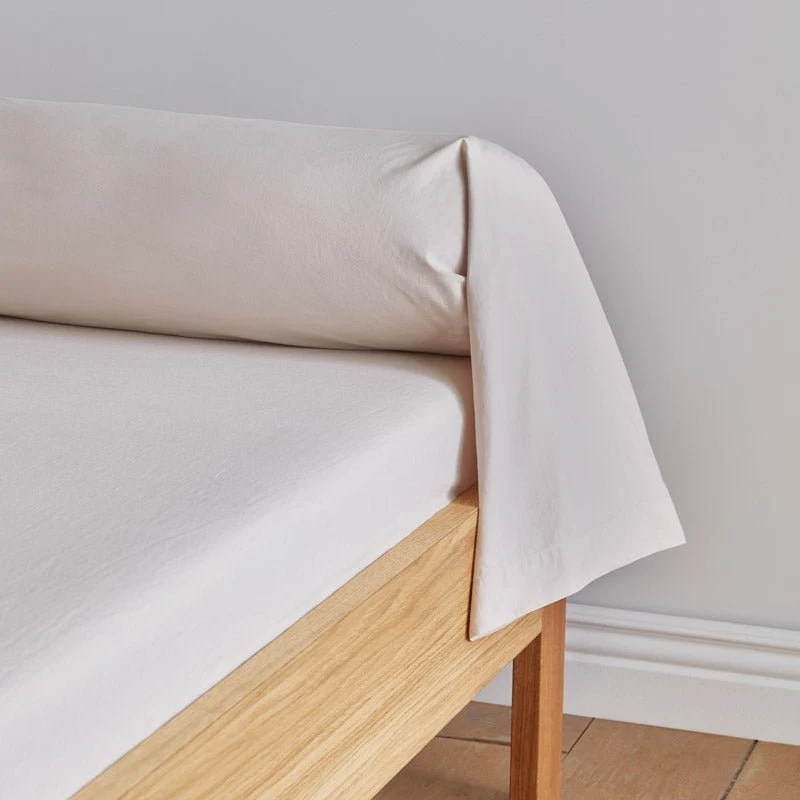 Taie de traversin en percale de coton lavée 300 fils • Beige Sable