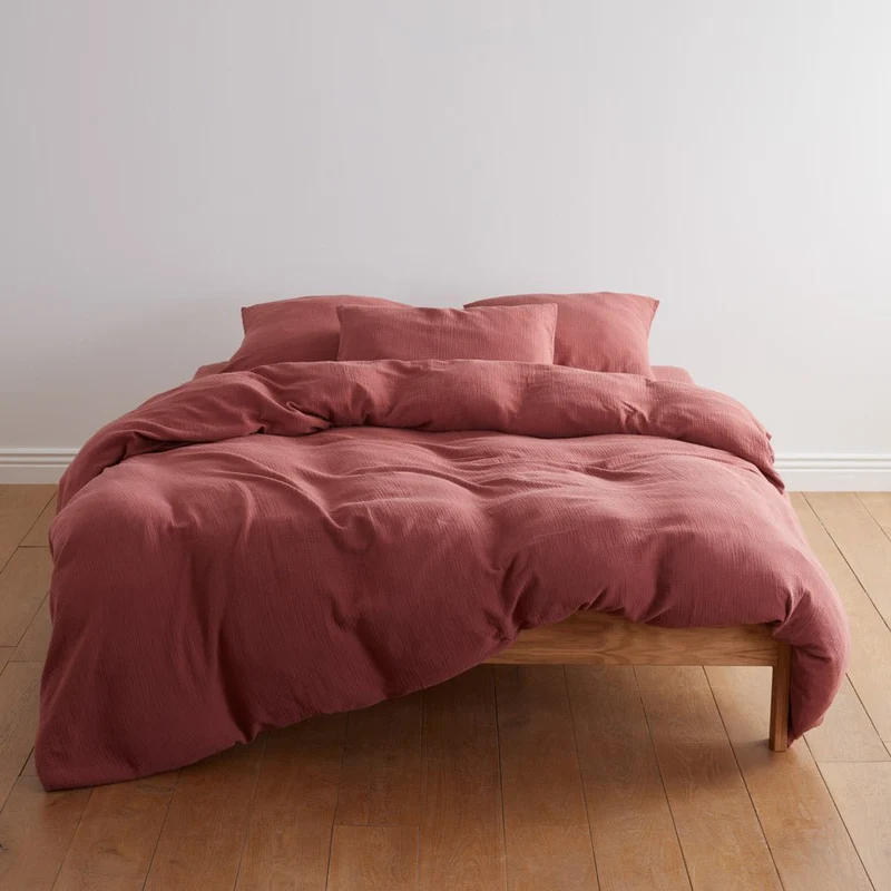 Parure de lit en gaze de coton 185g/m² • Rose Brique