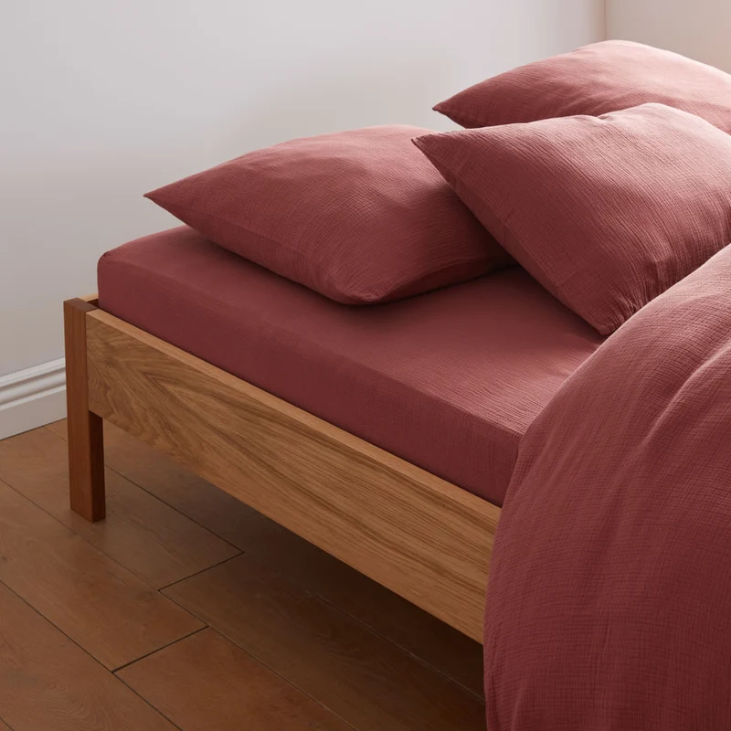 Drap housse en gaze de coton 185g/m² • Rose Brique
