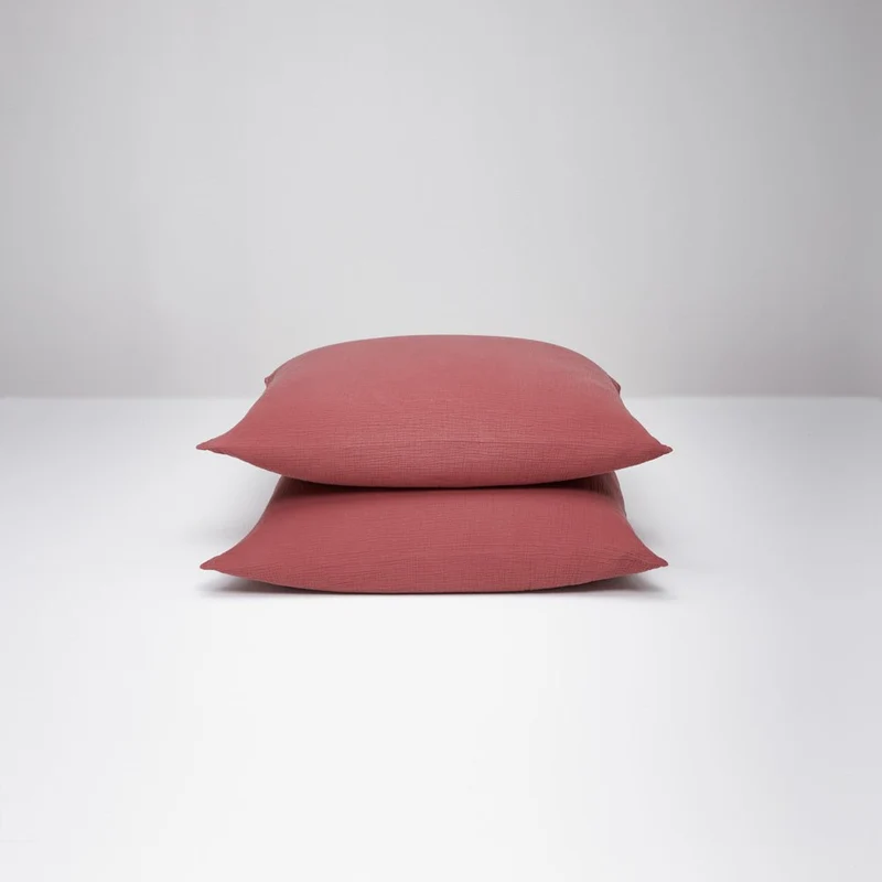 2 taies d'oreiller en gaze de coton 185g/m² • Rose Brique