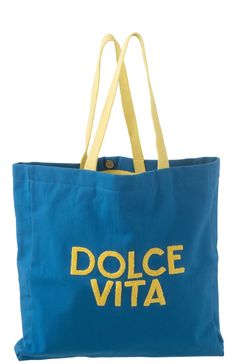 DOLCE VITA - Sac coton bleu/jaune