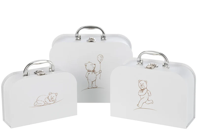 Set de 3 valises naissance ourson blanc