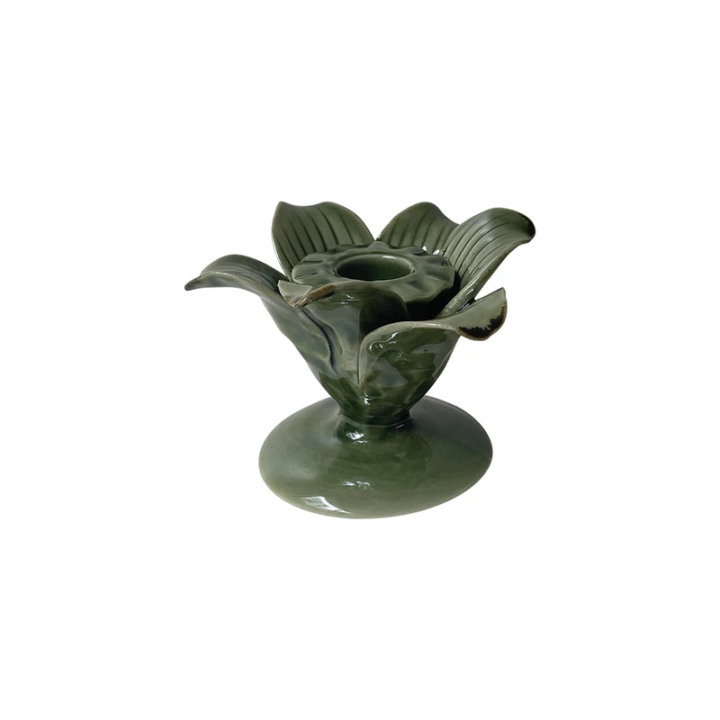 Bougeoir palmier vert - D9 x H6,2 cm