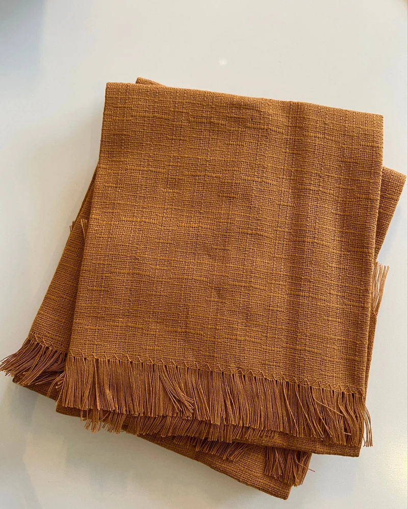 VILLIA - Serviettes de table lot de 4 OCRE - 40 x 40 cm