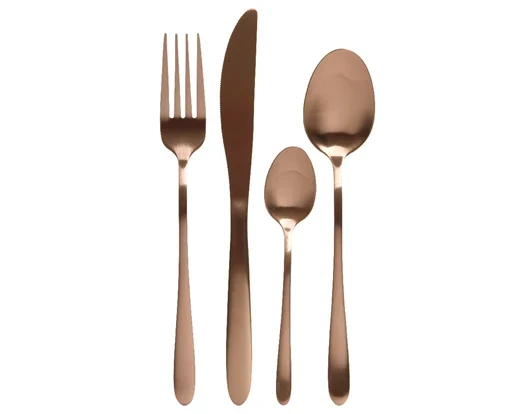 Set de 16 couverts acier inoxydable or rose mat