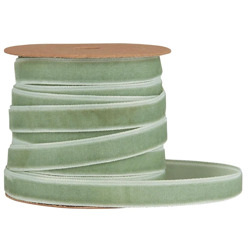 RUBAN VELOURS - rouleau vert - 10 mètres