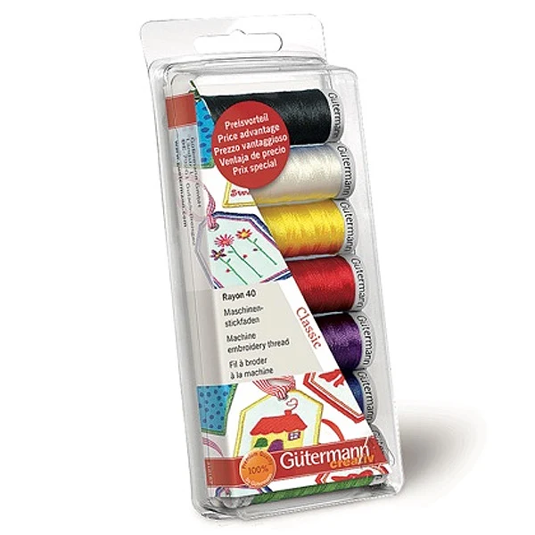 7 Bobines de fils à broder Gütermann Rayon n°40 200m x7