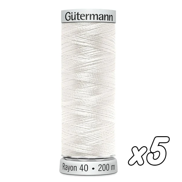 Fil à broder Gütermann Rayon n°40 200m x5