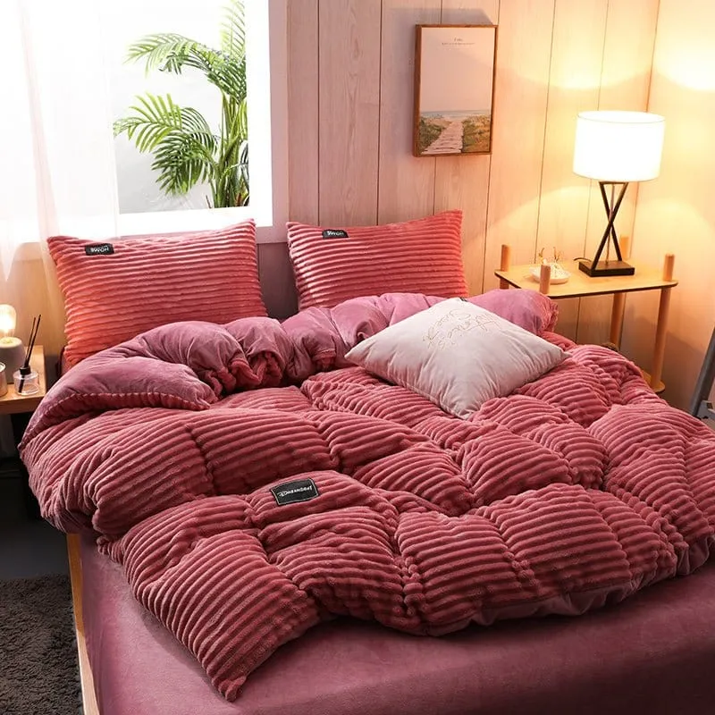 Rose Velours - Drap housse / Housse de couette / Taies d'oreiller