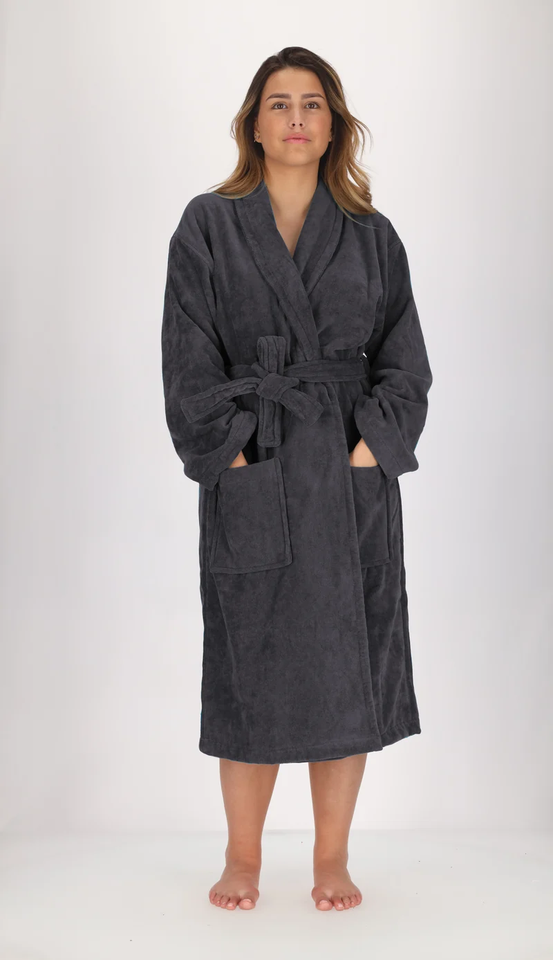 Peignoir mixte 100 % coton peigné 430 g/m² gris anthracite
