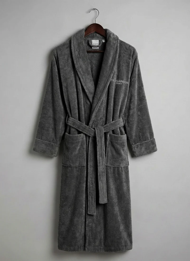 Peignoir gris anthracite col châle Ted Lapidus