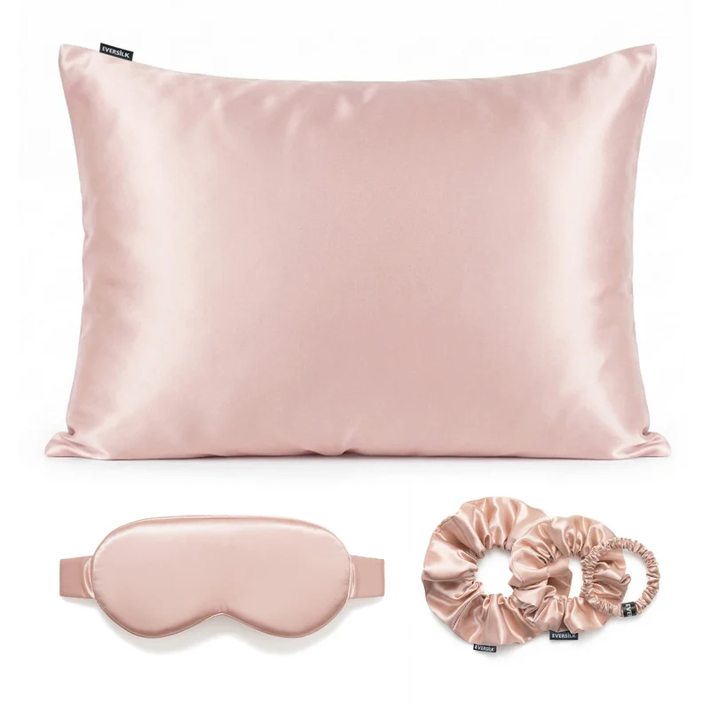 Coffret Signature EVERSILK — Taie d’oreiller + Masque de nuit + Chouchou - Rose
