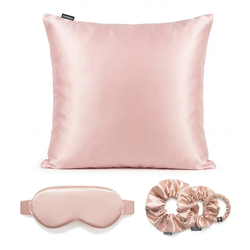 Coffret Signature EVERSILK — Taie d’oreiller + Masque de nuit + Chouchou - Rose