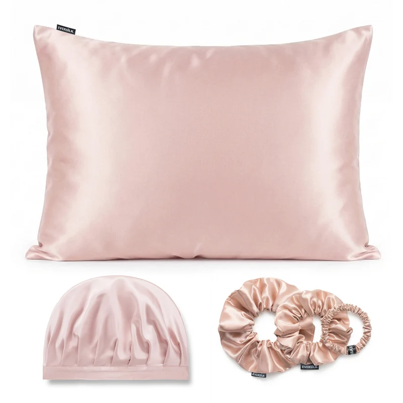 Coffret Nuit Complète — Taie d’oreiller + Bonnet de nuit + Chouchou - Rose