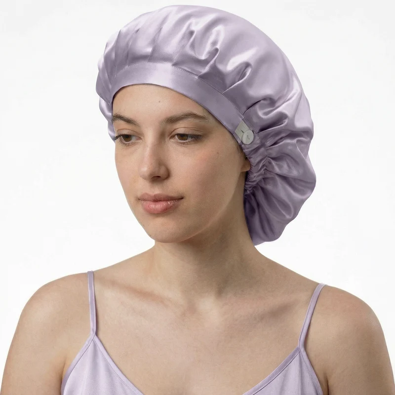 Bonnet de nuit en soie – Lavande