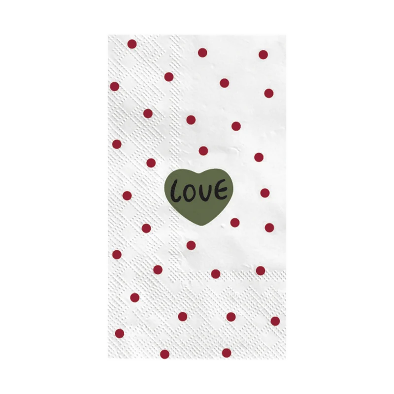 SERVIETTE PAPIER - COEUR LOVE KAKI