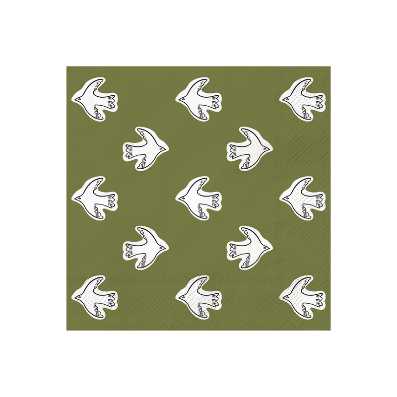 SERVIETTE PAPIER - OISEAUX KAKI