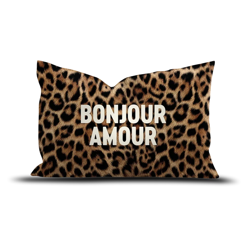 COUSSIN VELOURS BONJOUR AMOUR LEOPARD - 40X60CM