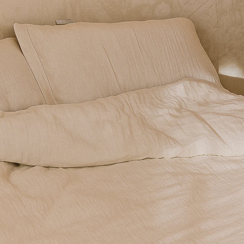 FUNDA DE ALMOHADA MUSELINA 100% ALGODÓN BEIGE